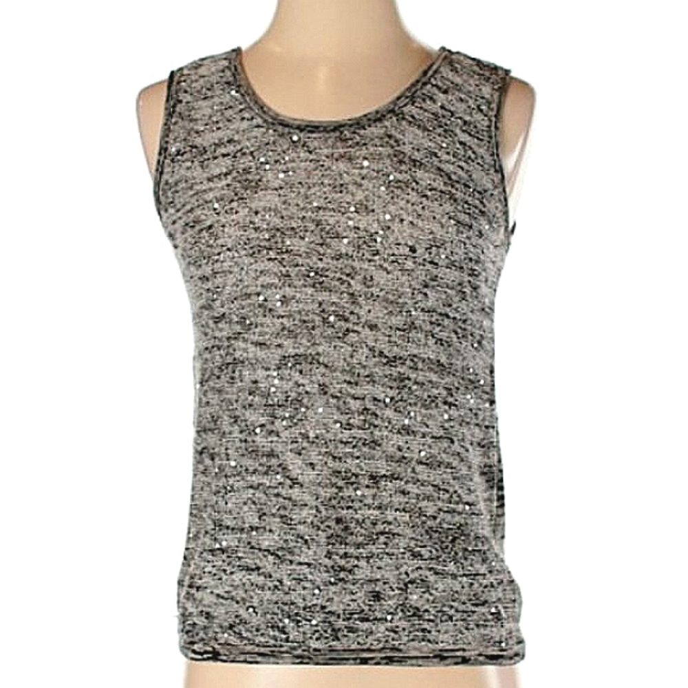 Ann Taylor Loft Slub Weave Linen/Sequin Crew Neck Tank Top- Sz. XS